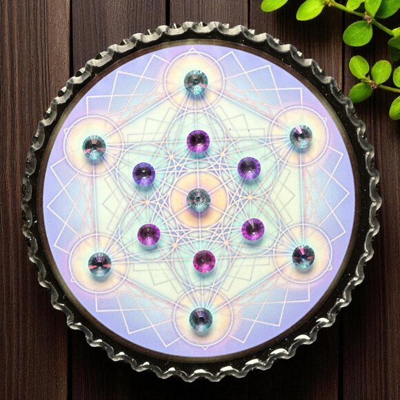Metatrons Cube Crystal Orgonite Grid - Picture 3 of 3